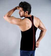 Load image into Gallery viewer, ElderSports Black Tank with Red Stripe down back